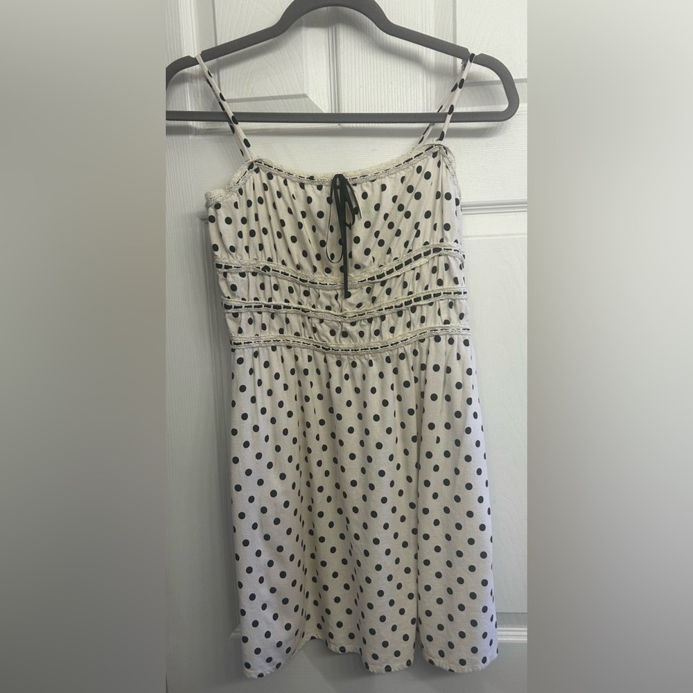 Coquette sundress with polka dots & lace trim